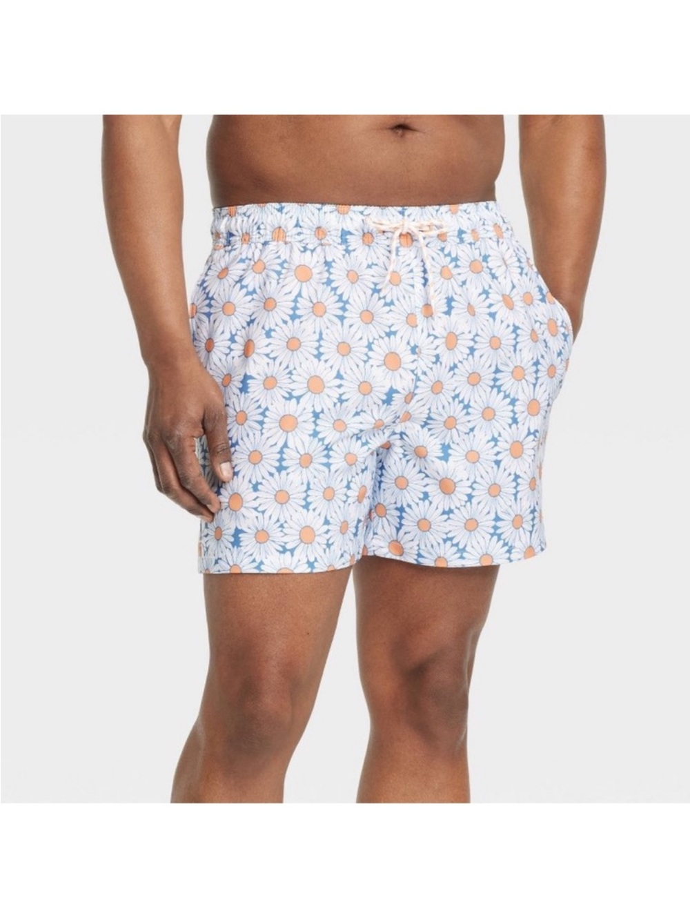 Goodfellow Medium Men's White Daisy Print Swim Trunks- NWT